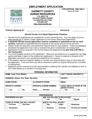 Harnett County Employment Application