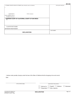 California Declaration Form
