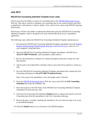 NSLDS Exit Counseling Submittal Template Cover Letter - fsadownload ed