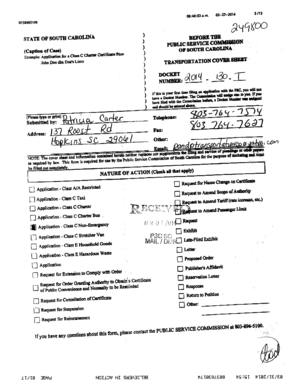 South Carolina Motor Vehicle Certificate Application