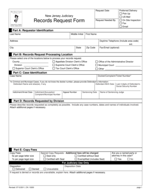 New Jersey Judiciary Records Request Form