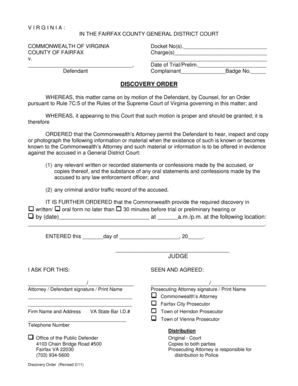 Virginia Discovery Order