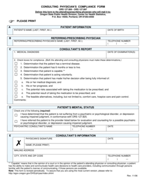 Oregon Physician Compliance Form