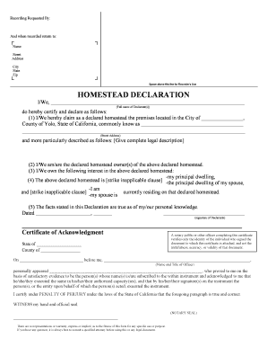 California Homestead Declaration