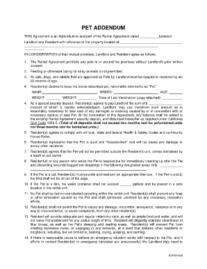 Pet Addendum to Rental Agreement