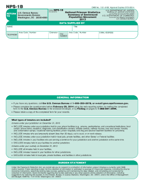 NPS-1B Form - National Prisoner Statistics