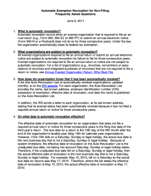 IRS Automatic Exemption Revocation FAQ