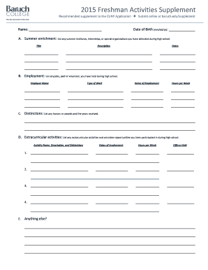 CUNY Freshman Activities Supplement