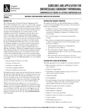Virginia 457 Deferred Compensation Unforeseeable Emergency Withdrawal Form