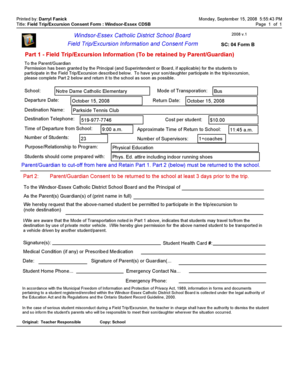Field Trip Consent Form
