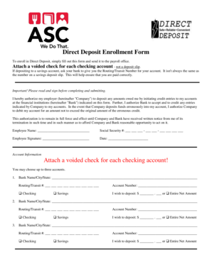 Direct Deposit Enrollment Form