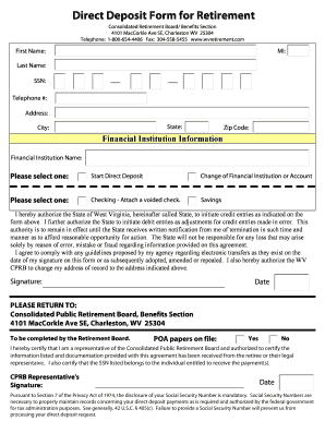 West Virginia Direct Deposit Form for Retirement