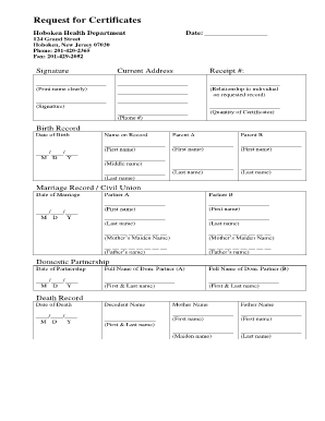 Request for Certificates