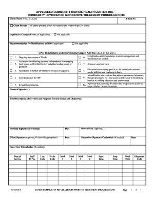Community Psychiatric Supportive Treatment Progress Note