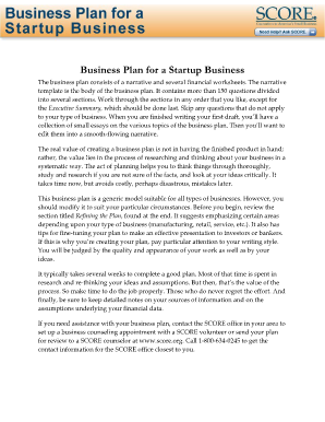 Business Plan for a Startup Business Template