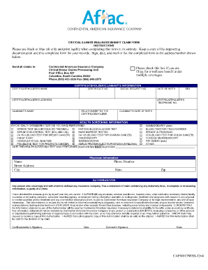 Continental American Insurance Critical Illness Wellness Benefit Claim Form