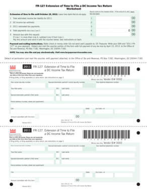 DC Income Tax Return Extension Form FR-127