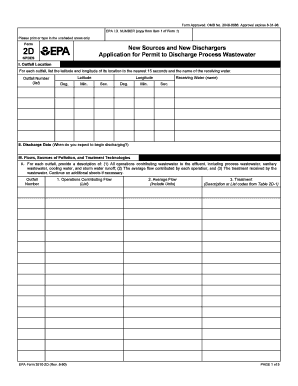 EPA Form 3510-2D Application for Permit to Discharge Wastewater