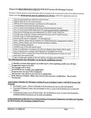 HUD 184 loan closing document requirements HUD 184 loan closing document requirements