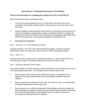 EPA Form 8700-22 Waste Manifest