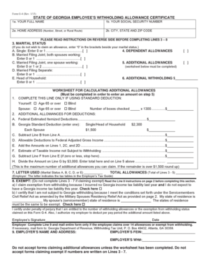 Georgia Employee’s Withholding Allowance Certificate