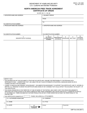 NAFTA Certificate of Origin