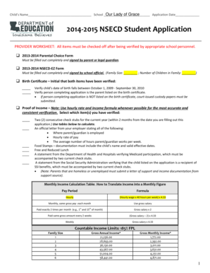 2014-2015 NSECD Student Application