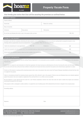 Property Vacate Form