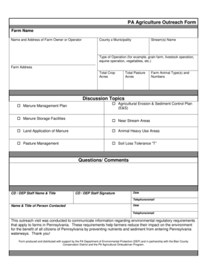 PA Agriculture Outreach Form