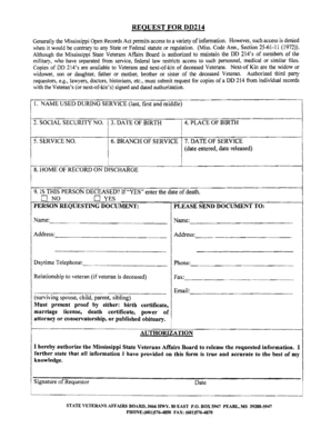 Mississippi DD 214 Request Form