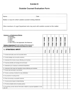 Outside Counsel Evaluation Form