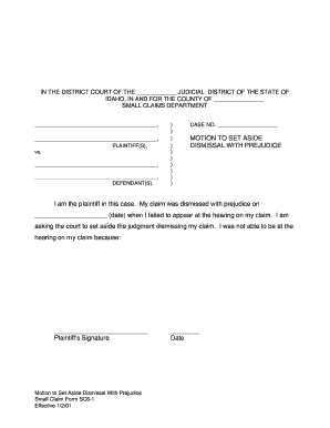Motion to Set Aside Dismissal With Prejudice