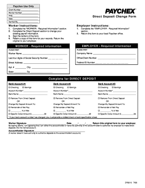 Direct Deposit Change Form