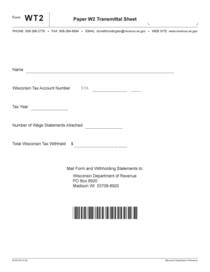 Wisconsin W2 Transmittal Sheet