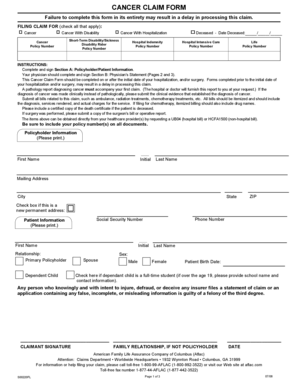 Cancer Claim Form
