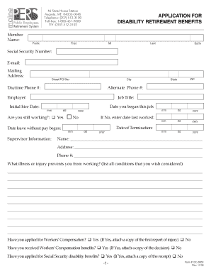 MainePERS Disability Retirement Benefits Application