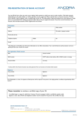 Pre-Registration of Bank Account