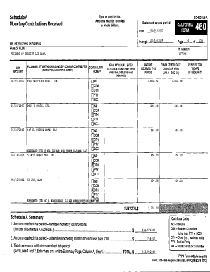 California FPPC Form 460 Schedule A