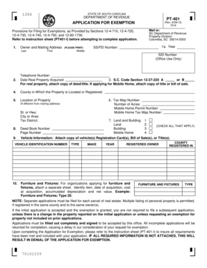 South Carolina Property Tax Exemption Application