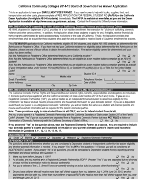 California Community Colleges Board of Governors Fee Waiver Application
