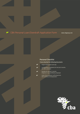 CBA Personal Loan/Overdraft Application Form
