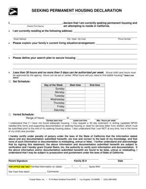 California Permanent Housing Declaration