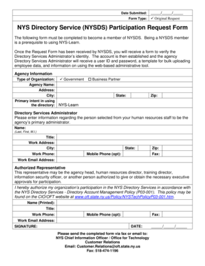NYS Directory Service Participation Request Form