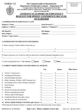 Massachusetts Employee Hardship Affidavit