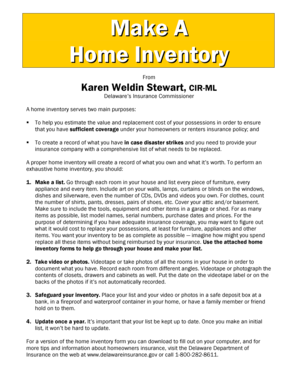 Delaware Home Inventory Form