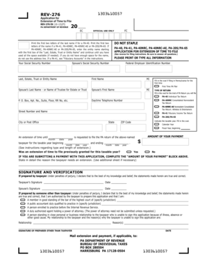 PA Application for Extension of Time to File