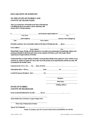 Florida Declaration of Domicile