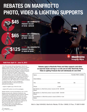 Manfrotto Product Rebate Form