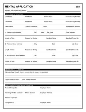 Rental Application Form