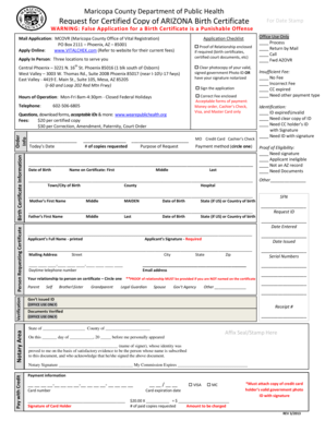 Arizona Birth Certificate Request Form